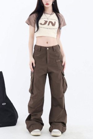 Cute Everyday Outfits, Outfit Inspo Casual Downtown Girl Brown Cargo Pants