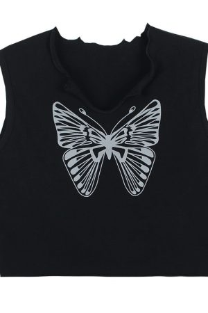 Cute Everyday Outfits, Outfit Inspo Casual Downtown Girl Butterfly Crop Tee