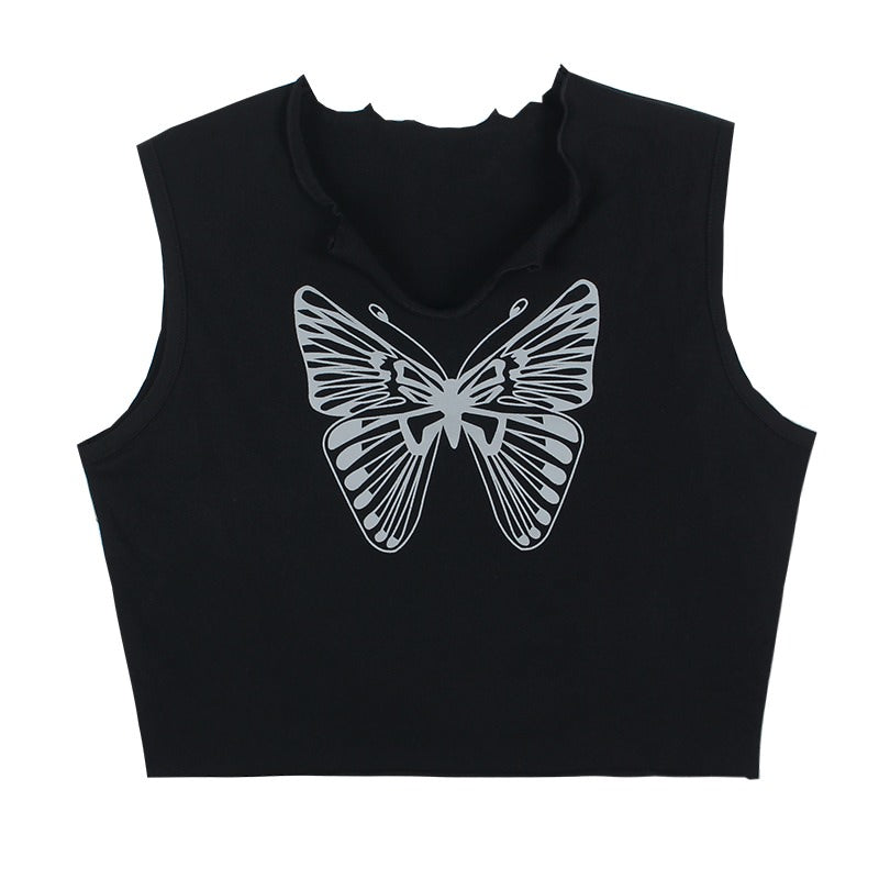 Cute Everyday Outfits, Outfit Inspo Casual Downtown Girl Butterfly Crop Tee