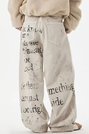 Cute Everyday Outfits, Outfit Inspo Casual Downtown Girl Graffiti Denim Pants