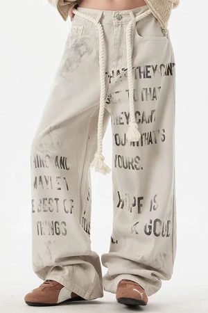 Cute Everyday Outfits, Outfit Inspo Casual Downtown Girl Graffiti Denim Pants