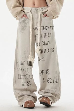 Cute Everyday Outfits, Outfit Inspo Casual Downtown Girl Graffiti Denim Pants