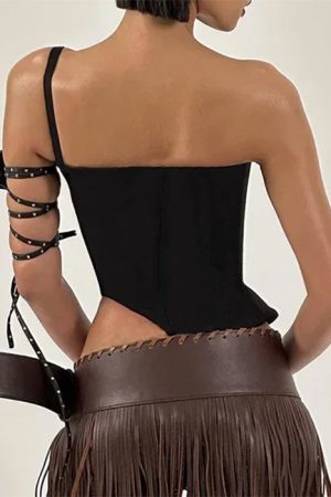 Cute Everyday Outfits, Outfit Inspo Casual Drama Dealer One-Shoulder Corset Top