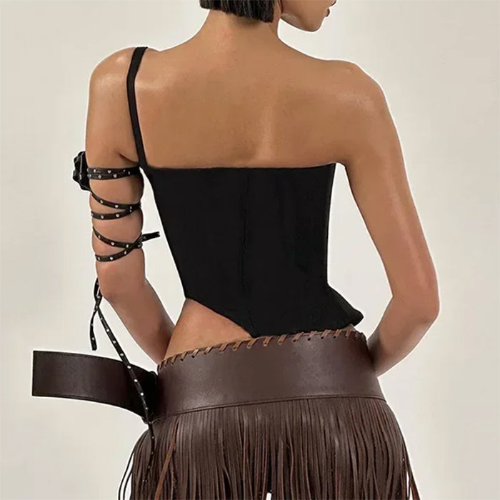 Cute Everyday Outfits, Outfit Inspo Casual Drama Dealer One-Shoulder Corset Top Cute Everyday Outfits, Outfit Inspo Casual Drama Dealer One-Shoulder Corset Top