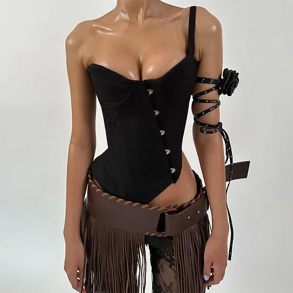 Cute Everyday Outfits, Outfit Inspo Casual Drama Dealer One-Shoulder Corset Top Cute Everyday Outfits, Outfit Inspo Casual Drama Dealer One-Shoulder Corset Top