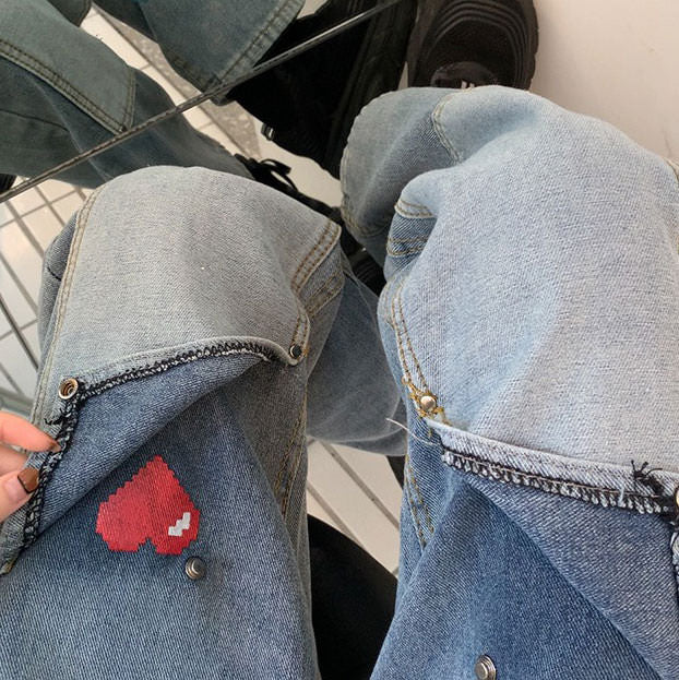 Cute Everyday Outfits, Outfit Inspo Casual Early 2000s Pixel Heart Wide Jeans Cute Everyday Outfits, Outfit Inspo Casual Early 2000s Pixel Heart Wide Jeans