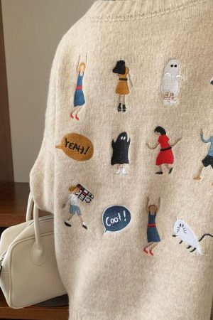 Cute Everyday Outfits, Outfit Inspo Casual Embroidered Back Oversized Sweater