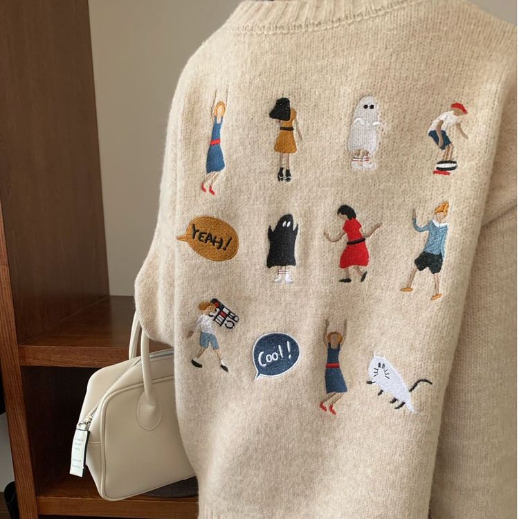 Cute Everyday Outfits, Outfit Inspo Casual Embroidered Back Oversized Sweater
