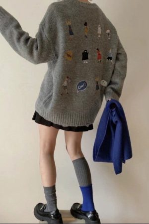 Cute Everyday Outfits, Outfit Inspo Casual Embroidered Back Oversized Sweater