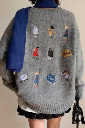 Cute Everyday Outfits, Outfit Inspo Casual Embroidered Back Oversized Sweater