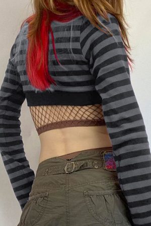 Cute Everyday Outfits, Outfit Inspo Casual Emo Aesthetic Striped Long Sleeve Top