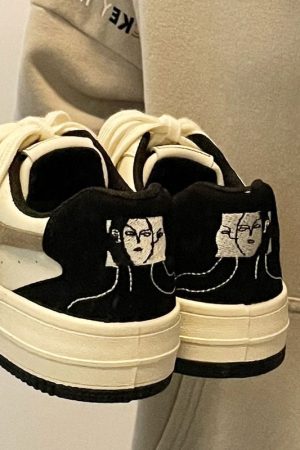 Cute Everyday Outfits, Outfit Inspo Casual Face Embroidery Aesthetic Black Sneakers