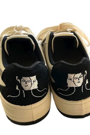 Cute Everyday Outfits, Outfit Inspo Casual Face Embroidery Aesthetic Black Sneakers