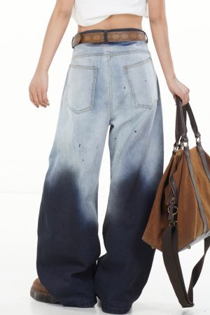 Cute Everyday Outfits, Outfit Inspo Casual Faded Gradient Baggy Jeans