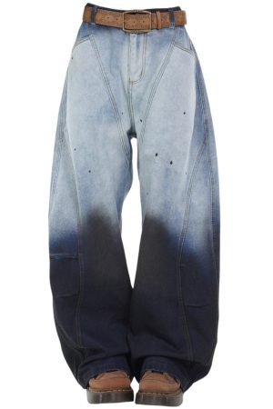 Cute Everyday Outfits, Outfit Inspo Casual Faded Gradient Baggy Jeans