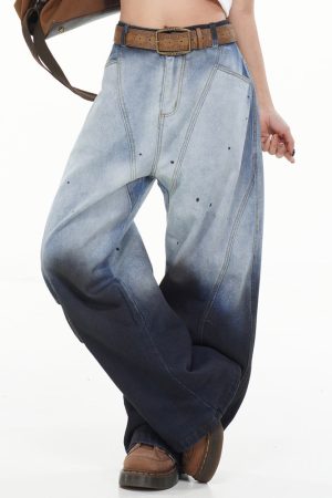 Cute Everyday Outfits, Outfit Inspo Casual Faded Gradient Baggy Jeans