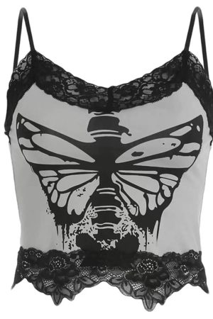 Cute Everyday Outfits, Outfit Inspo Casual Fairy Grunge Butterfly Lace Top