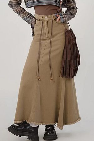 Cute Everyday Outfits, Outfit Inspo Casual Fairy Grunge Denim Maxi Skirt