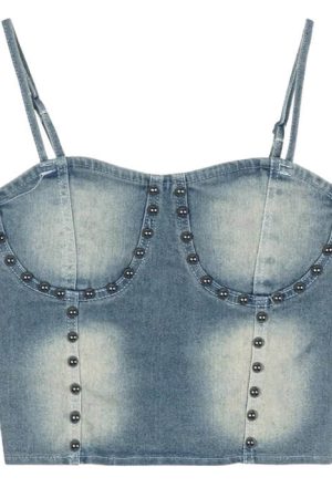 Cute Everyday Outfits, Outfit Inspo Casual Fairy Grunge Denim Rivet Top