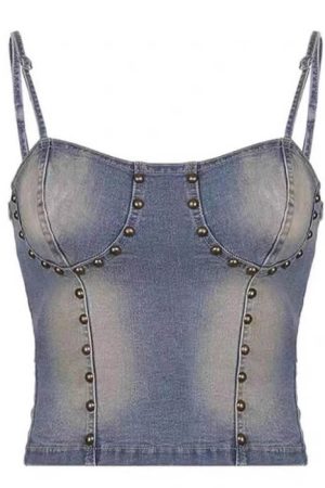 Cute Everyday Outfits, Outfit Inspo Casual Fairy Grunge Denim Rivet Top