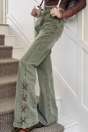 Cute Everyday Outfits, Outfit Inspo Casual Fairy Grunge Lace Up Jeans