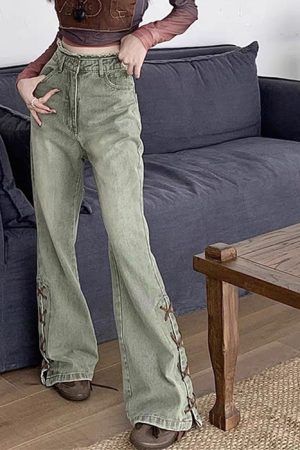 Cute Everyday Outfits, Outfit Inspo Casual Fairy Grunge Lace Up Jeans