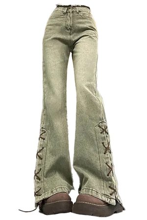 Cute Everyday Outfits, Outfit Inspo Casual Fairy Grunge Lace Up Jeans