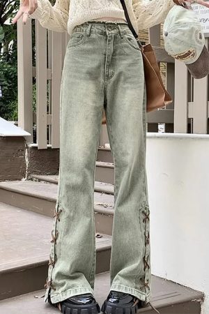 Cute Everyday Outfits, Outfit Inspo Casual Fairy Grunge Lace Up Jeans