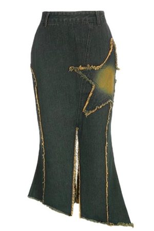 Cute Everyday Outfits, Outfit Inspo Casual Fairy Grunge Long Denim Skirt