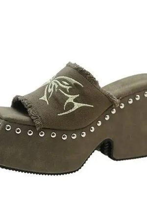 Cute Everyday Outfits, Outfit Inspo Casual Fairy Grunge Platform Slide Sandals