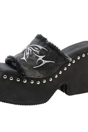 Cute Everyday Outfits, Outfit Inspo Casual Fairy Grunge Platform Slide Sandals