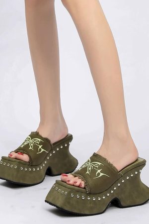 Cute Everyday Outfits, Outfit Inspo Casual Fairy Grunge Platform Slide Sandals