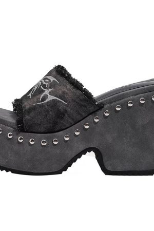 Cute Everyday Outfits, Outfit Inspo Casual Fairy Grunge Platform Slide Sandals