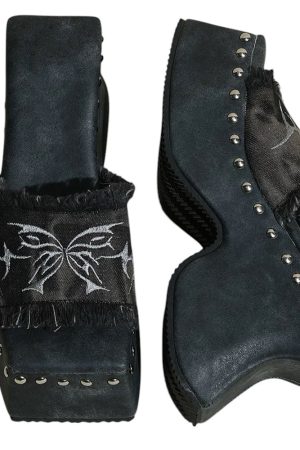 Cute Everyday Outfits, Outfit Inspo Casual Fairy Grunge Platform Slide Sandals