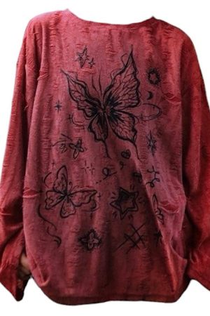 Cute Everyday Outfits, Outfit Inspo Casual Fairycore Aesthetic Butterfly Print Top