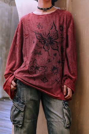 Cute Everyday Outfits, Outfit Inspo Casual Fairycore Aesthetic Butterfly Print Top