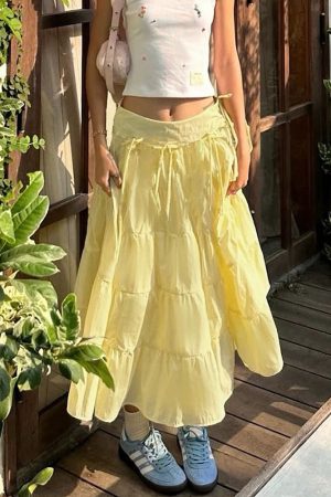 Cute Everyday Outfits, Outfit Inspo Casual Fairycore Aesthetic Tiered Maxi Skirt
