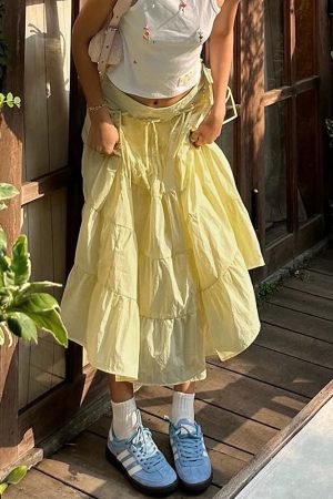 Cute Everyday Outfits, Outfit Inspo Casual Fairycore Aesthetic Tiered Maxi Skirt