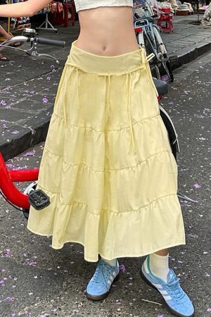 Cute Everyday Outfits, Outfit Inspo Casual Fairycore Aesthetic Tiered Maxi Skirt