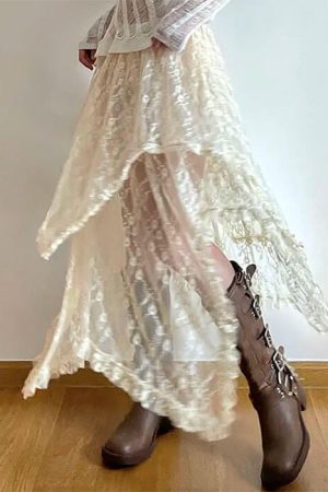 Cute Everyday Outfits, Outfit Inspo Casual Fairycore Asymmetrical Lace Skirt