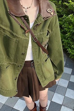 Cute Everyday Outfits, Outfit Inspo Casual Fairycore Forest Embroidered Denim Jacket