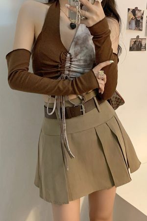 Cute Everyday Outfits, Outfit Inspo Casual Fairycore Halter Top & Gloves Set