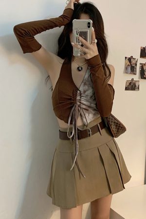 Cute Everyday Outfits, Outfit Inspo Casual Fairycore Halter Top & Gloves Set