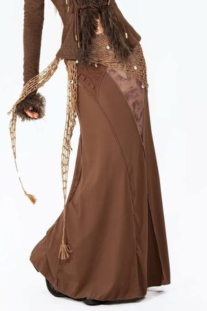 Cute Everyday Outfits, Outfit Inspo Casual Fairycore Patchwork Maxi Skirt