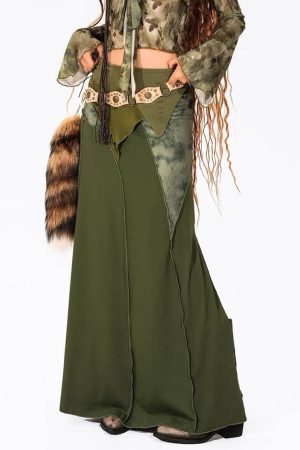 Cute Everyday Outfits, Outfit Inspo Casual Fairycore Patchwork Maxi Skirt