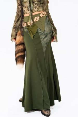 Cute Everyday Outfits, Outfit Inspo Casual Fairycore Patchwork Maxi Skirt