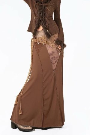 Cute Everyday Outfits, Outfit Inspo Casual Fairycore Patchwork Maxi Skirt