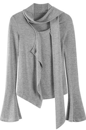 Cute Everyday Outfits, Outfit Inspo Casual Fall Feels Cozy Tie Neck Knit Top