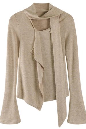Cute Everyday Outfits, Outfit Inspo Casual Fall Feels Cozy Tie Neck Knit Top