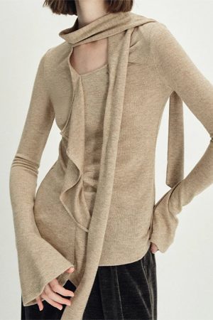 Cute Everyday Outfits, Outfit Inspo Casual Fall Feels Cozy Tie Neck Knit Top